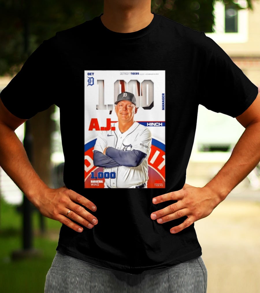 DET Detroit Tigers A.J. Hinch 1000 Managerial Wins T-Shirt