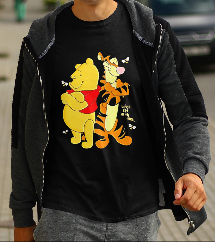 Lifes Better With Homies Winnie The Pooh And Tigger Bees T-Shirt