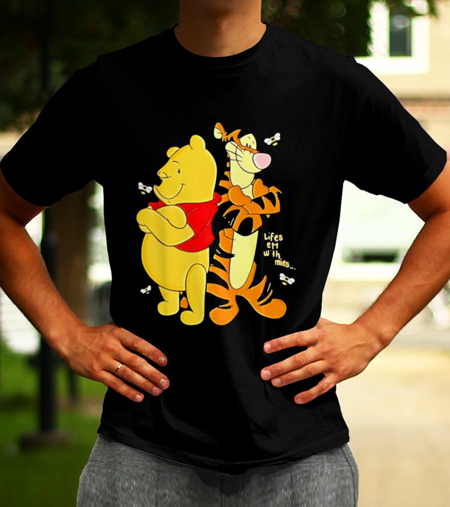 Lifes Better With Homies Winnie The Pooh And Tigger Bees T-Shirt