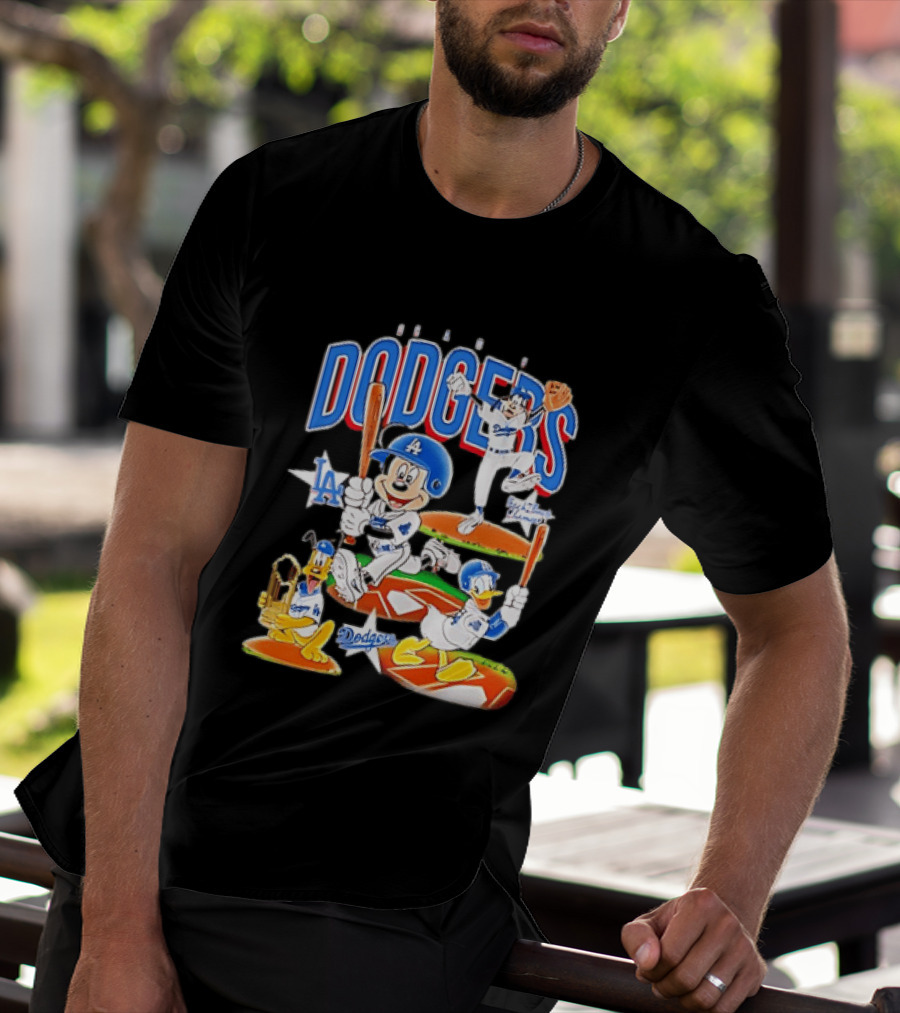 MOONLANDGOODS 2020 Mickey Goofy Pluto Donald Baseball Team Los Angeles Dodgers T-Shirt
