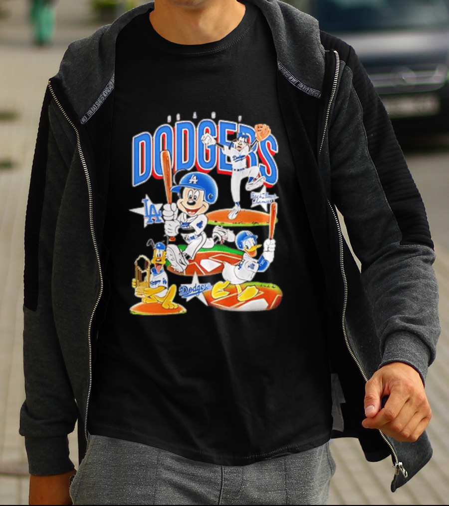 MOONLANDGOODS 2020 Mickey Goofy Pluto Donald Baseball Team Los Angeles Dodgers T-Shirt