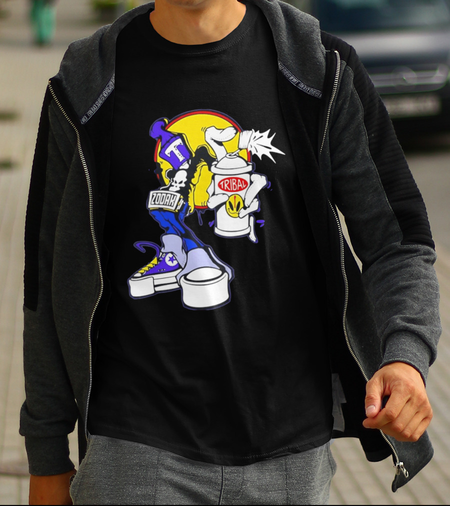Tribal Zodak Graffiti Urban Streetwear Style Retro Hip Hop T-Shirt