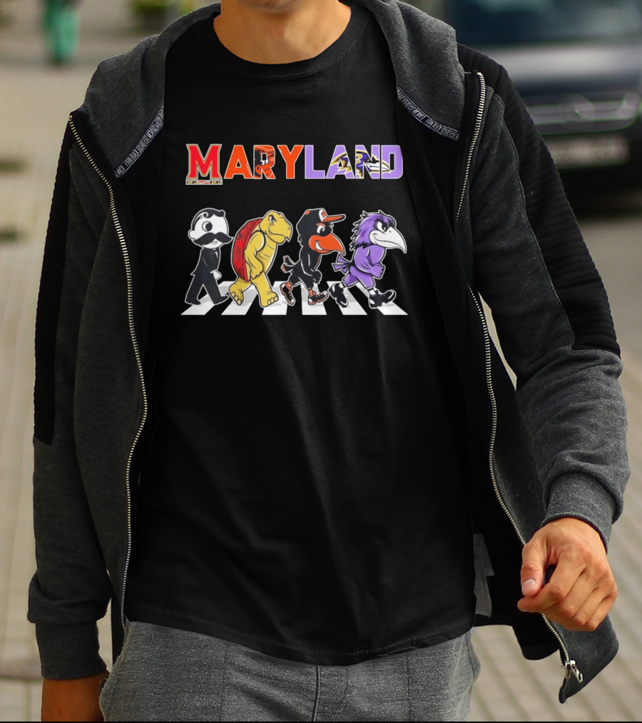 Abbey Road Natty Boh Testudo Oriole Raven Crossing Maryland Ravens Orioles T-Shirt