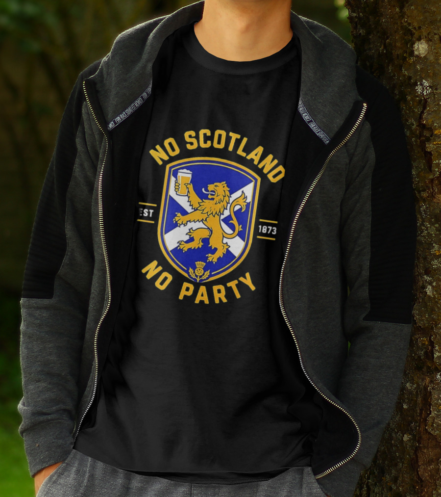 No Scotland No Party Est 1873 Football Crest With Lion And Pint T-Shirt