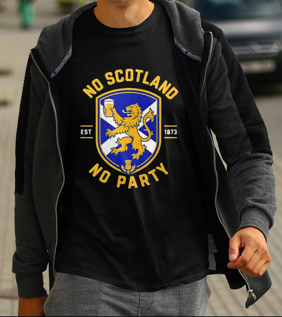 No Scotland No Party Est 1873 Football Crest With Lion And Pint T-Shirt