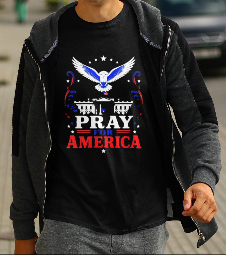 Pray For America White House Dove Patriotic T-Shirt
