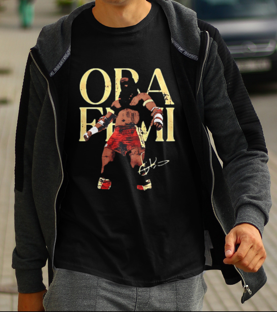 Oba Femi Obi Femi Boxing Warrior Red Shorts Pose T-Shirt