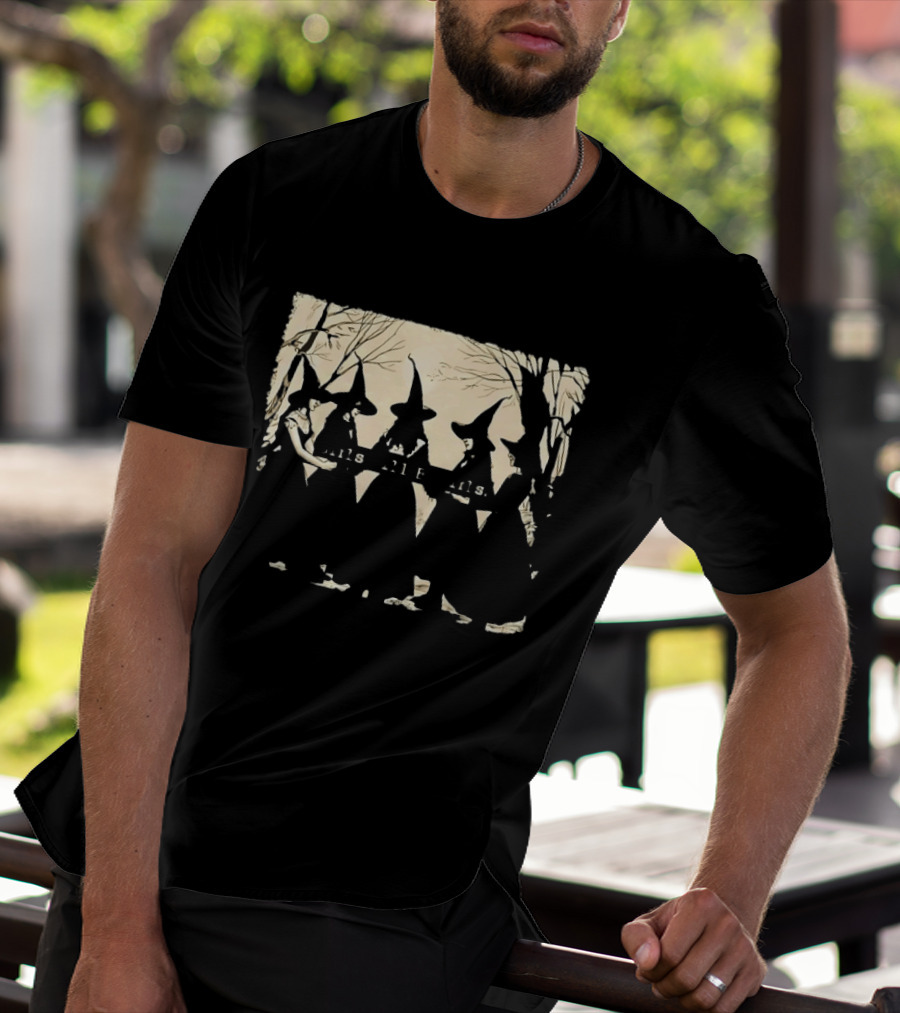 Witch Girls Will Be Girls Tree Silhouettes And Stars T-Shirt