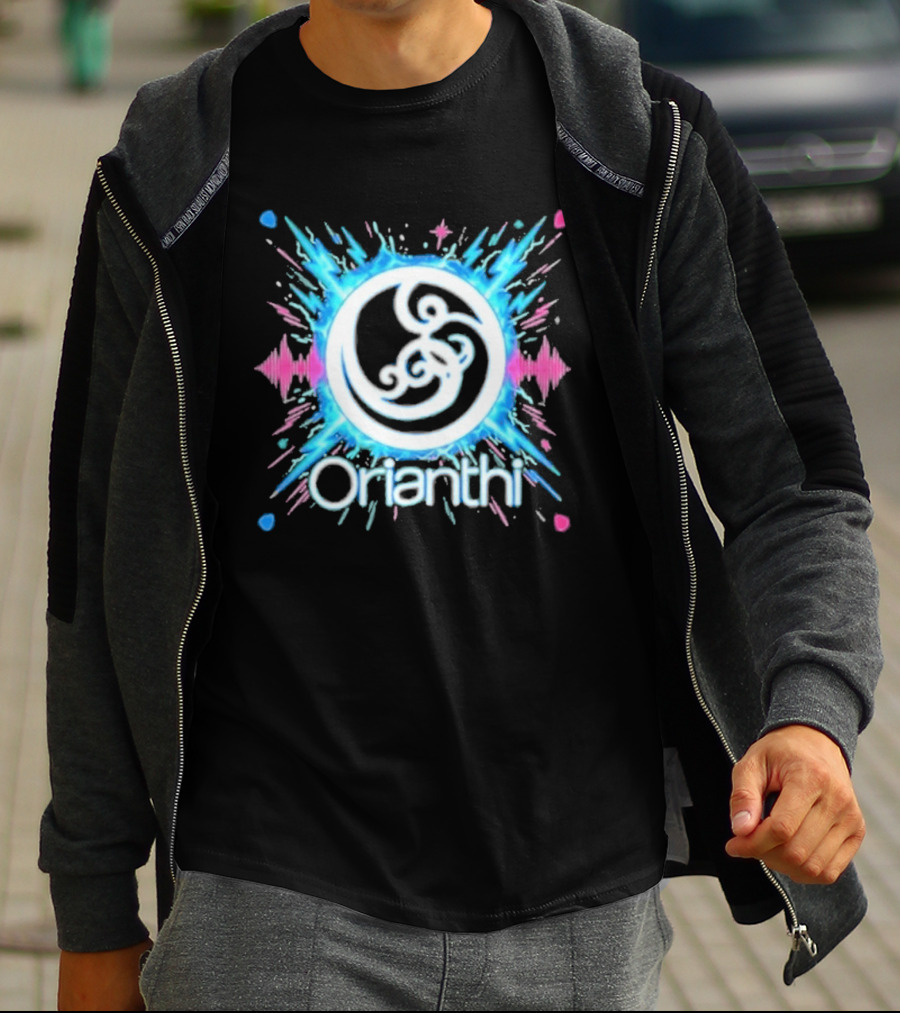 Orianthi Neon Bolt Vibrant Blue And Pink Energy Burst T-Shirt