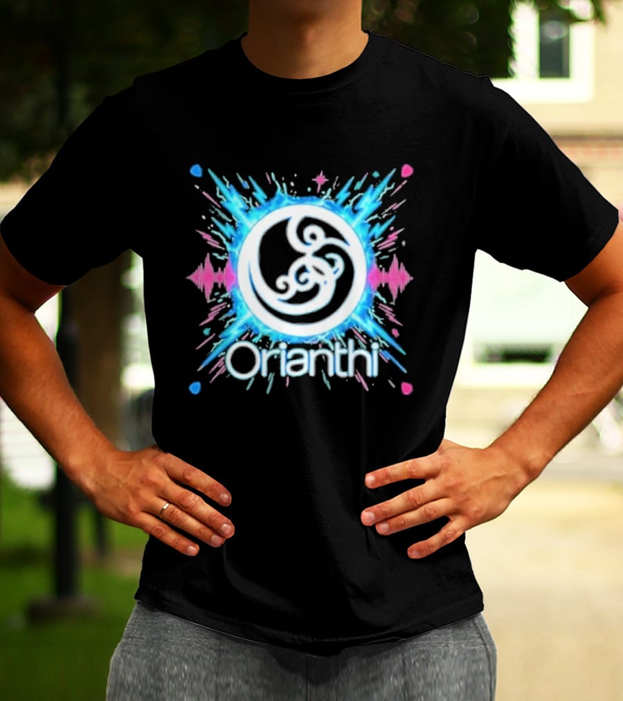 Orianthi Neon Bolt Vibrant Blue And Pink Energy Burst T-Shirt