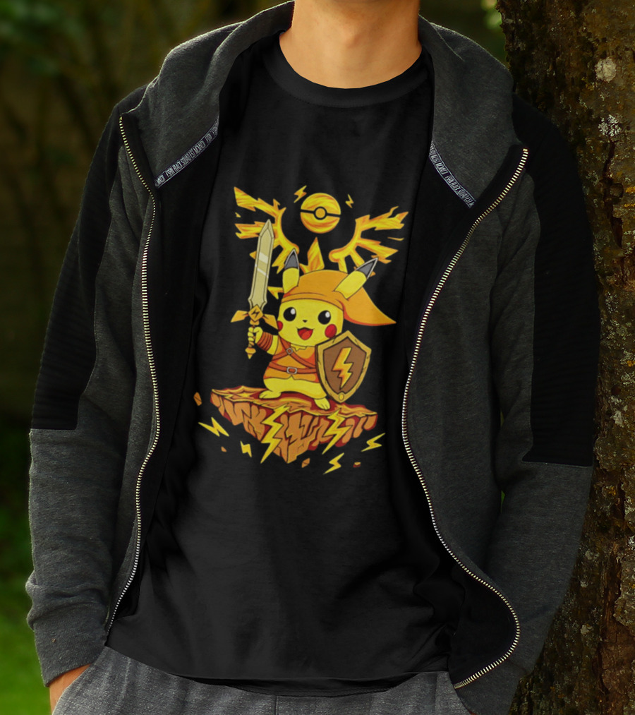 Pikachu Of Link Legend Of Electric Sword And Lightning Shield T-Shirt