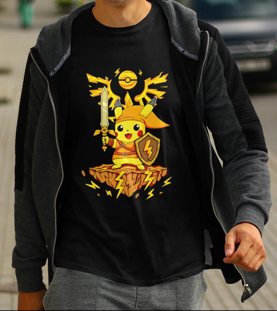 Pikachu Of Link Legend Of Electric Sword And Lightning Shield T-Shirt