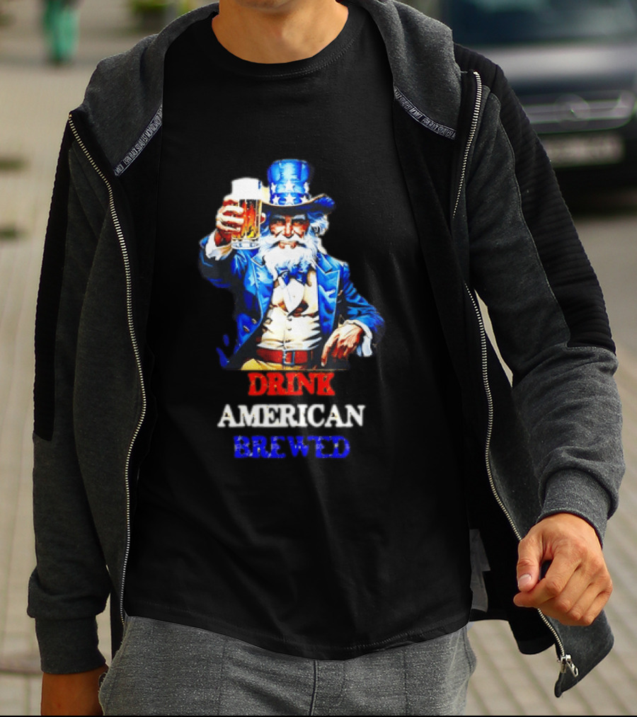PlanetBeerGear Drink American Brewed Uncle Sam Beer Cheers T-Shirt