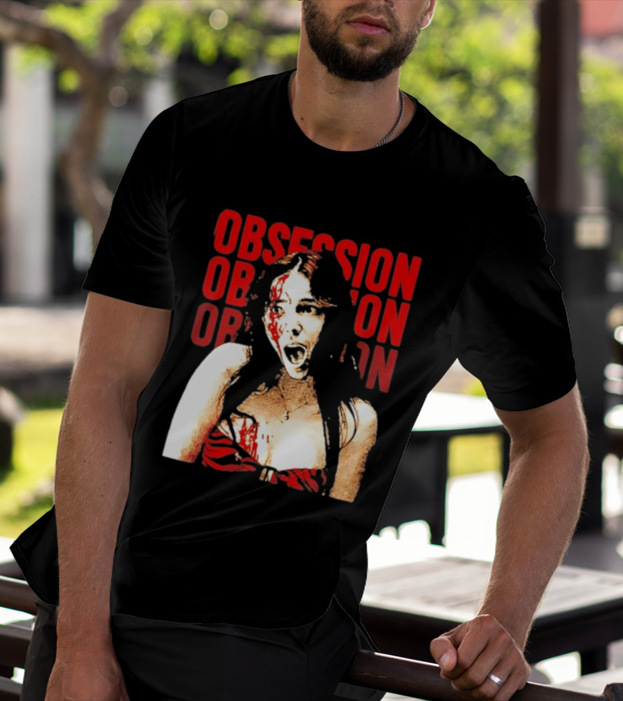 Obsession Screaming Woman Bloody Top Repeated T-Shirt
