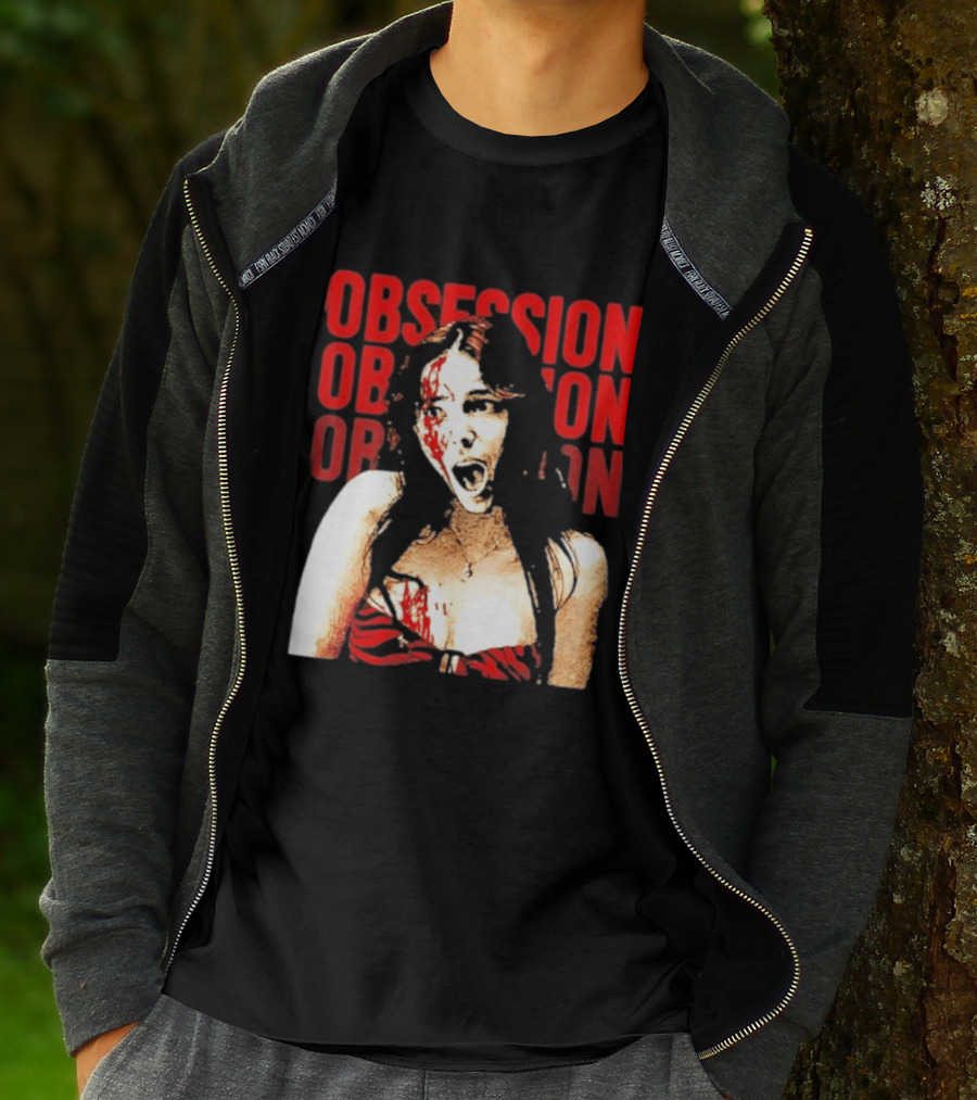 Obsession Screaming Woman Bloody Top Repeated T-Shirt