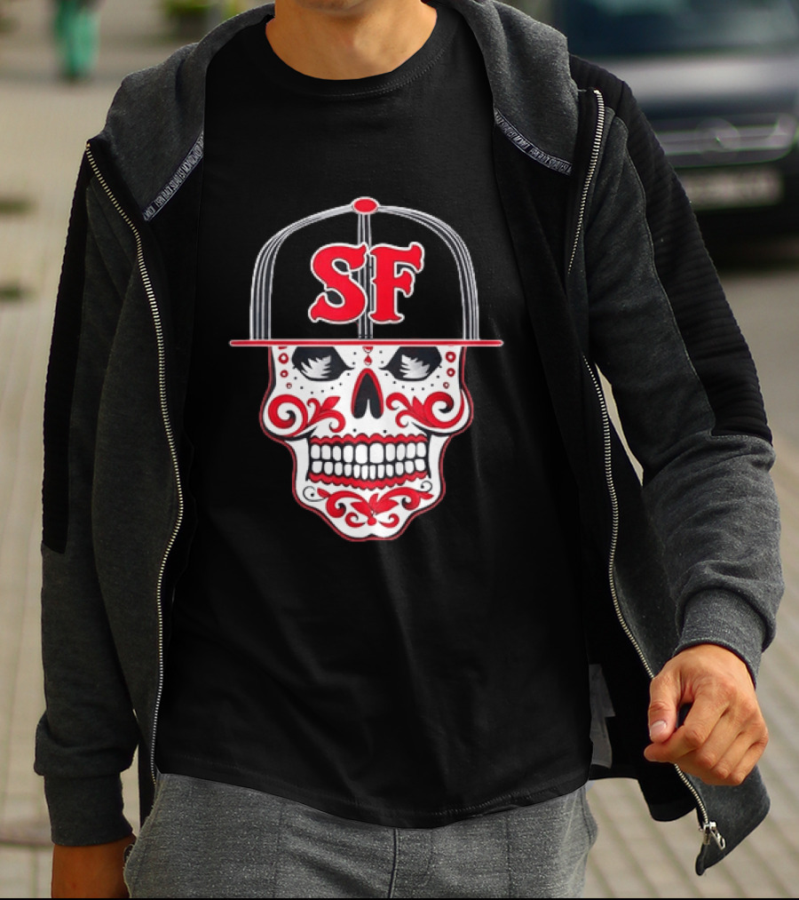 Sf Sugar Skull San Francisco Hat Baseball T-Shirt