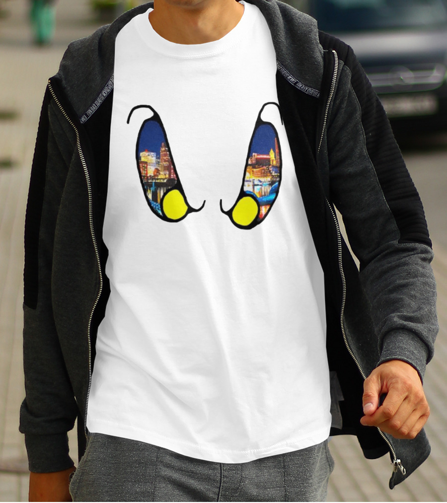 Boston Nightlife Cityscape Reflection In Eyes T-Shirt