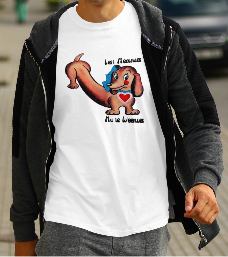 Less Meanies More Weenies Cute Dachshund With Heart And Bow T-Shirt