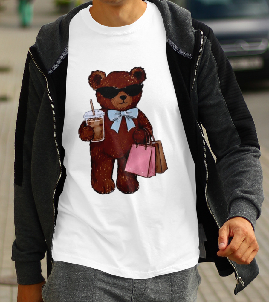 Cool Teddy Bear Shopping With Treats And Accessories T-Shirt