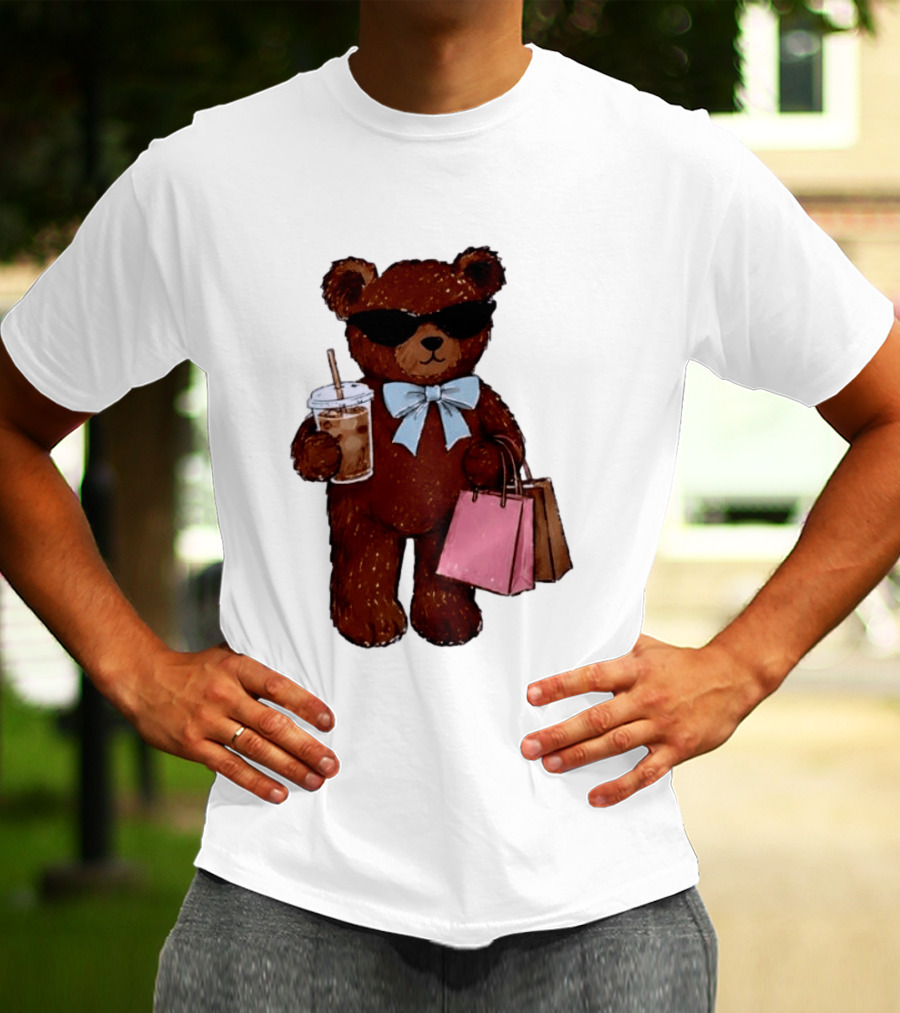 Cool Teddy Bear Shopping With Treats And Accessories T-Shirt