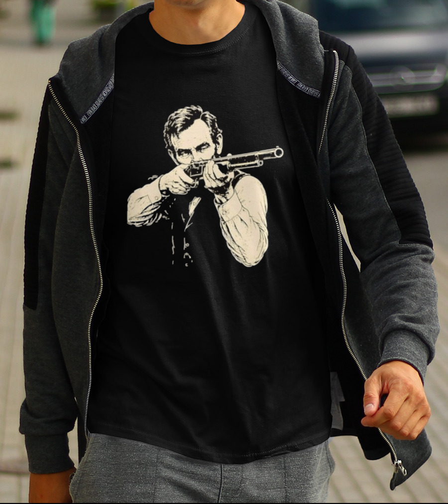 Abraham Lincoln With Lever Action Rifle Famous United States President T-Shirt