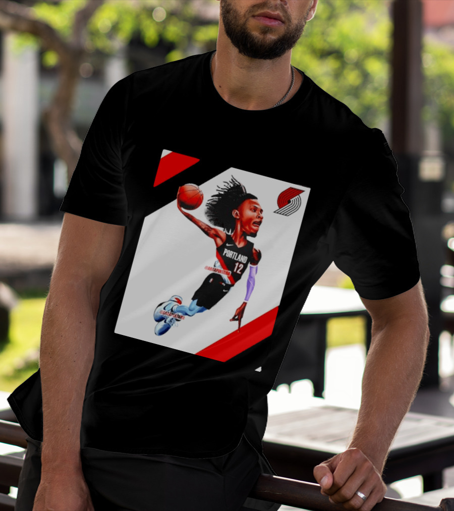 Portland Trail Blazers Ja Morant Crossover Art Dunking Basketball Player Jersey 12 T-Shirt