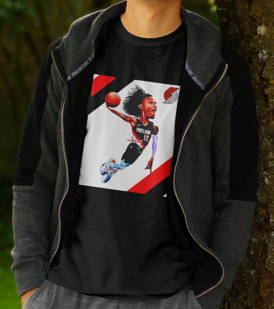 Portland Trail Blazers Ja Morant Crossover Art Dunking Basketball Player Jersey 12 T-Shirt