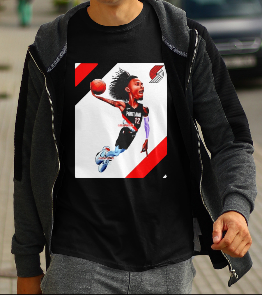 Portland Trail Blazers Ja Morant Crossover Art Dunking Basketball Player Jersey 12 T-Shirt