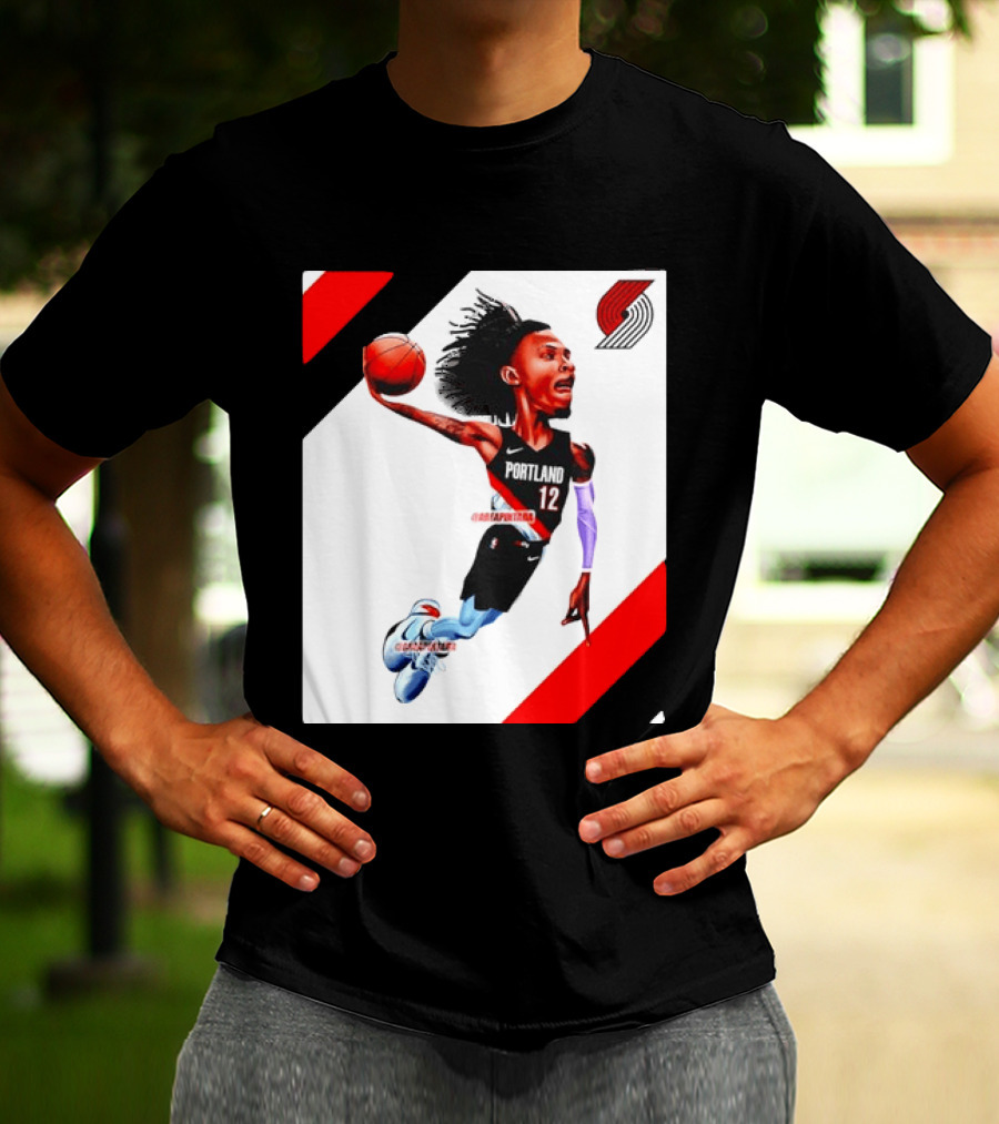 Portland Trail Blazers Ja Morant Crossover Art Dunking Basketball Player Jersey 12 T-Shirt