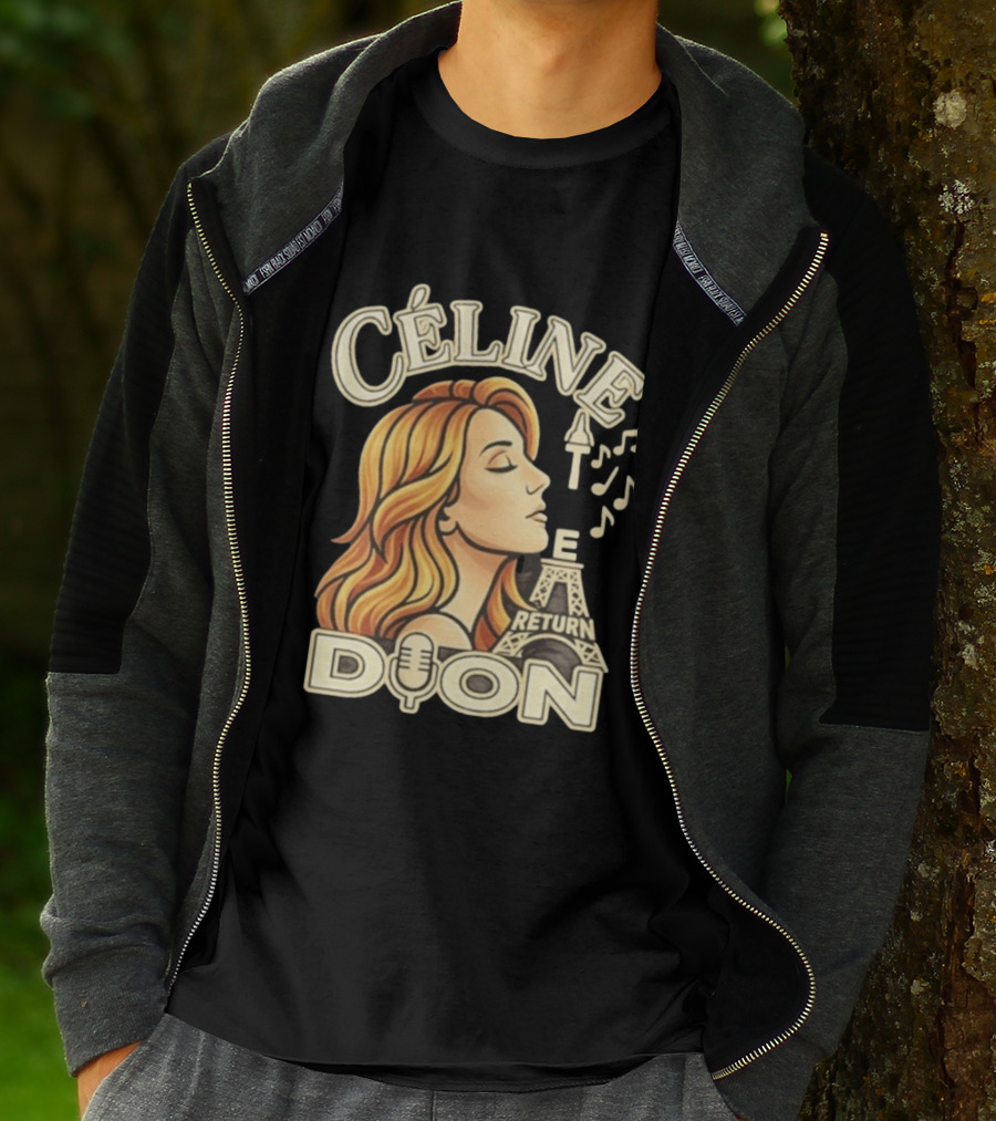 Celine Dion The Return Eiffel Tower Music Notes T-Shirt