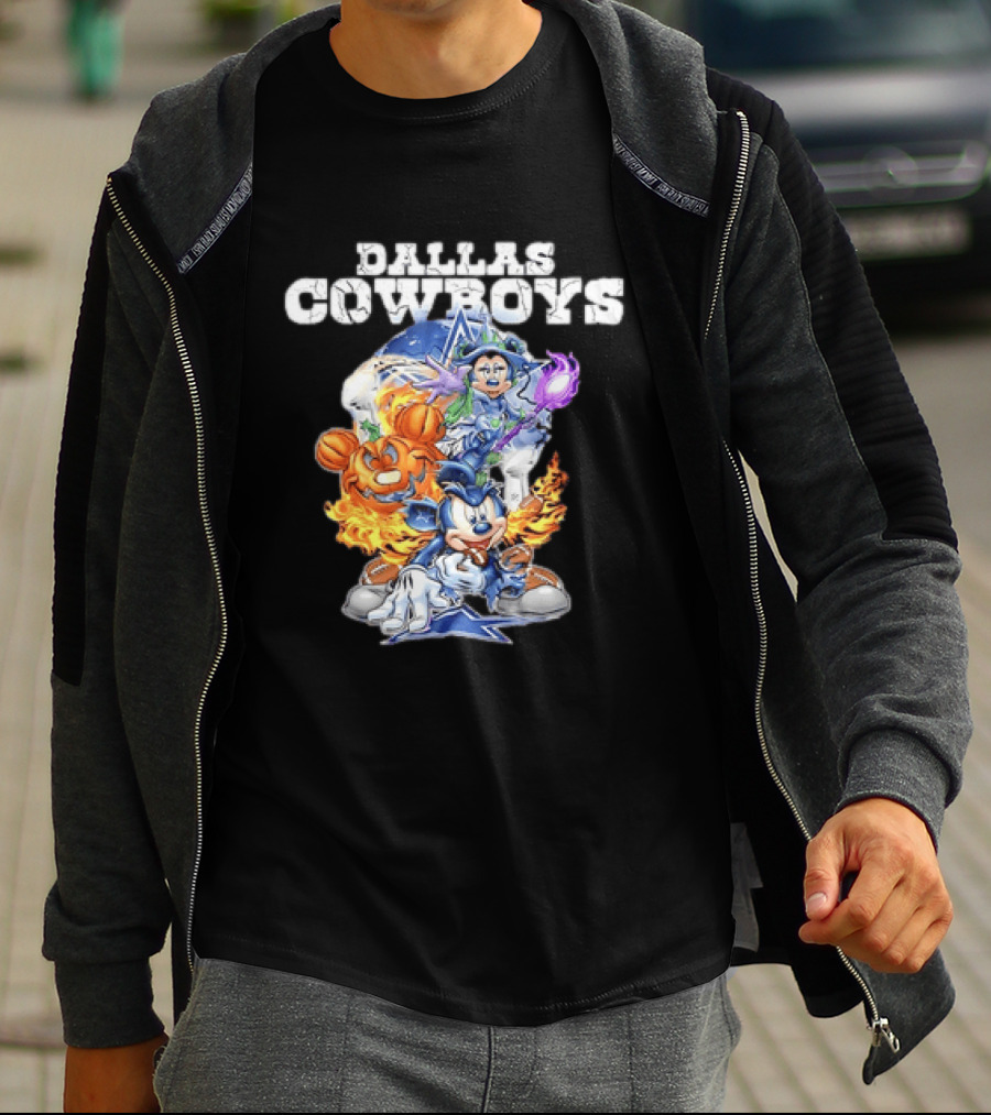 Dallas Cowboys Disney Halloween Mickey Pumpkin Magic Collaboration T-Shirt
