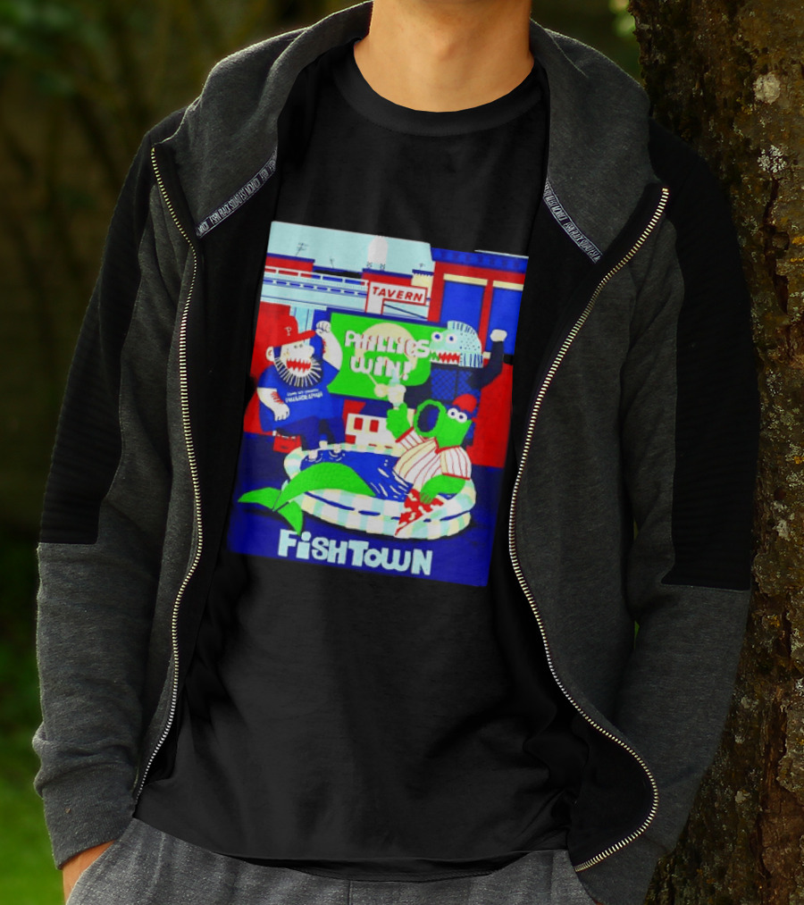 Phillies Win City Of Neighborhoods Fishtown Phillies Phanatic Tavern Scene T-Shirt