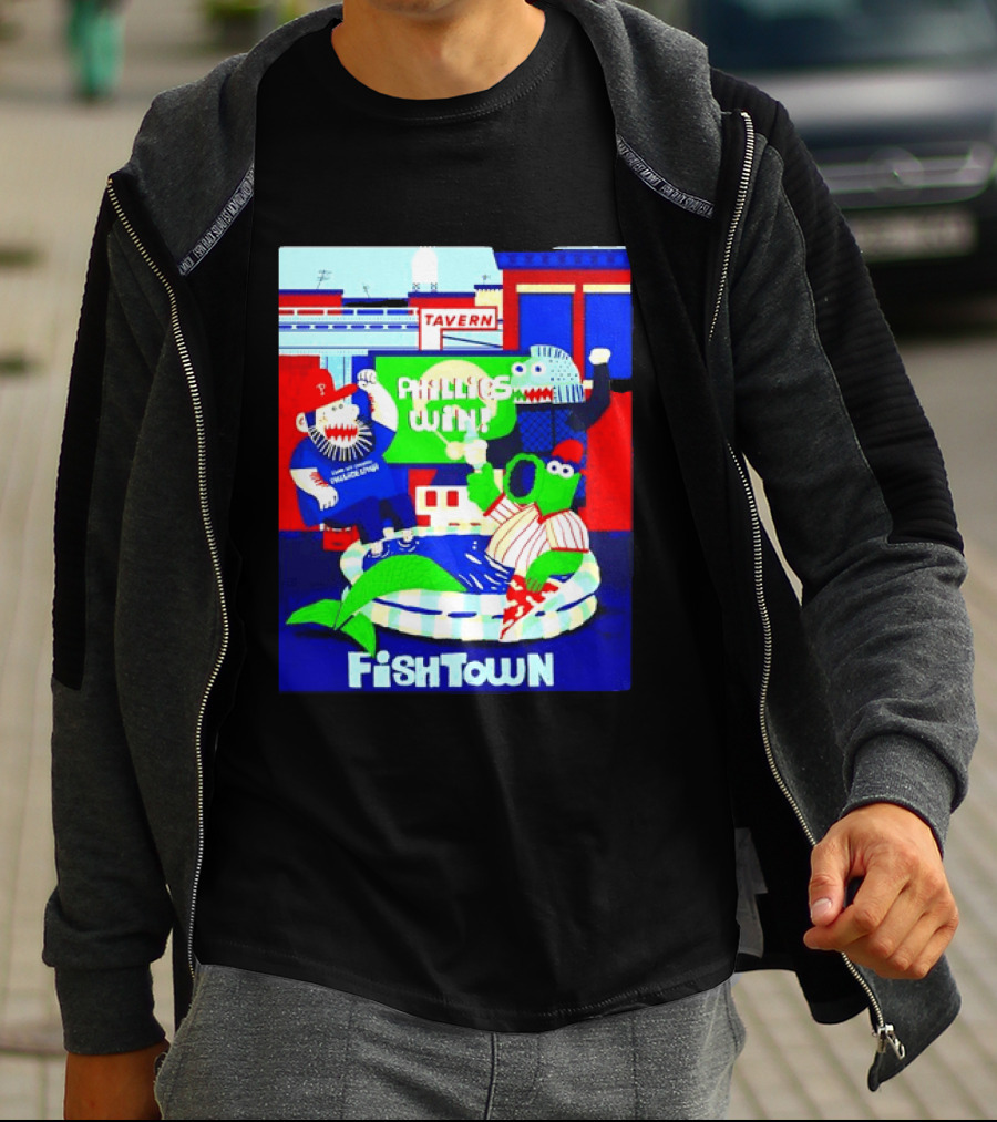 Phillies Win City Of Neighborhoods Fishtown Phillies Phanatic Tavern Scene T-Shirt