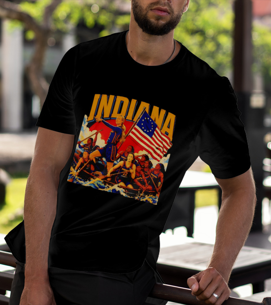 Indiana Basketball Team Sophie Cunningham Crossing The Delaware Flag T-Shirt