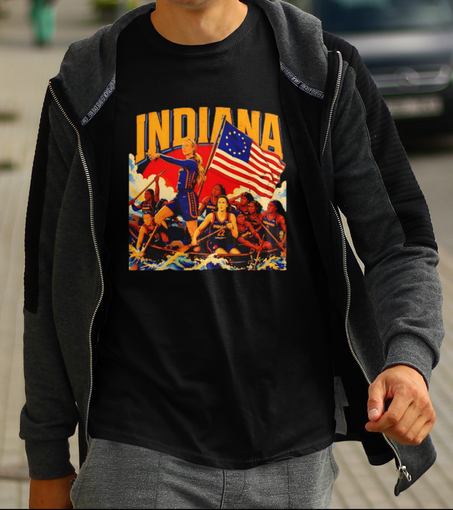 Indiana Basketball Team Sophie Cunningham Crossing The Delaware Flag T-Shirt