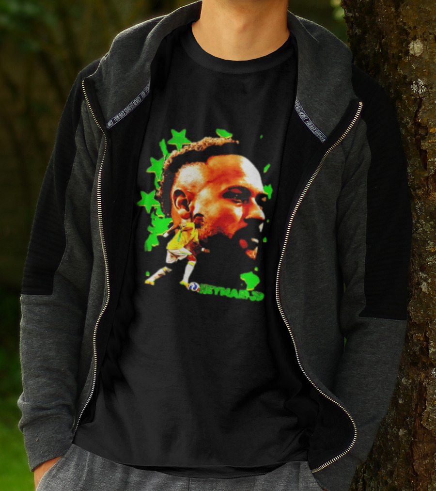 Neymar Jr Brazil Football Star With Green Stars And Soccer Ball T-Shirt