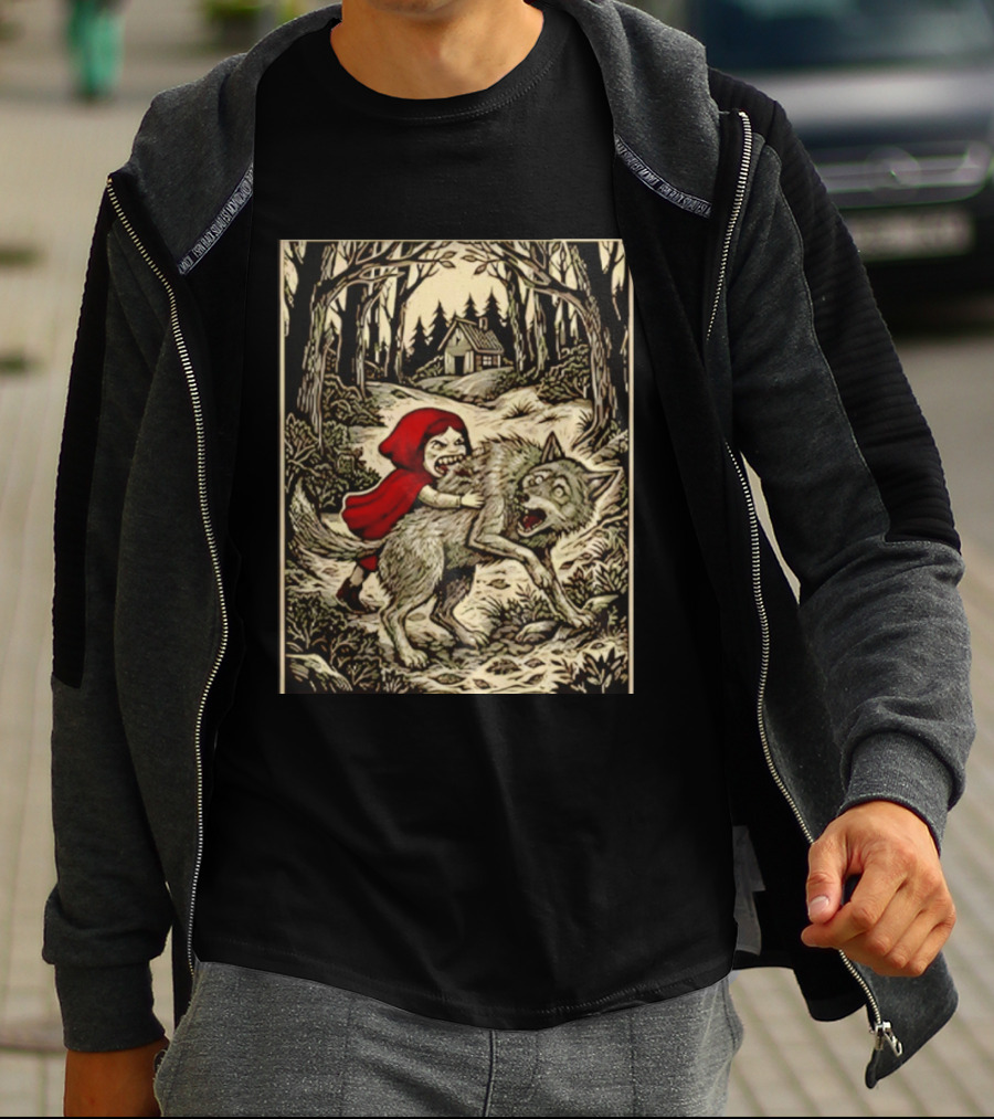 Little Red Riding Hood Humor Inverted Stories Wolf Reversal T-Shirt