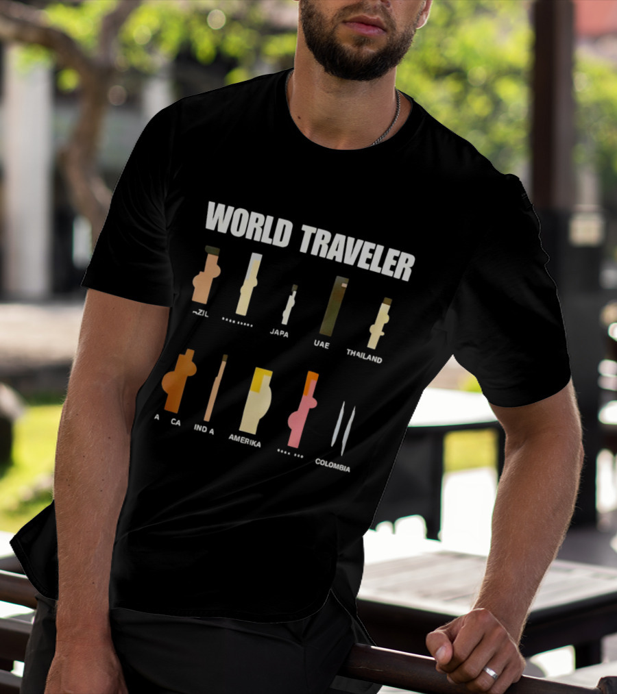 World Traveler Brazil Japan UAE Thailand Africa India America Colombia 2026 T-Shirt