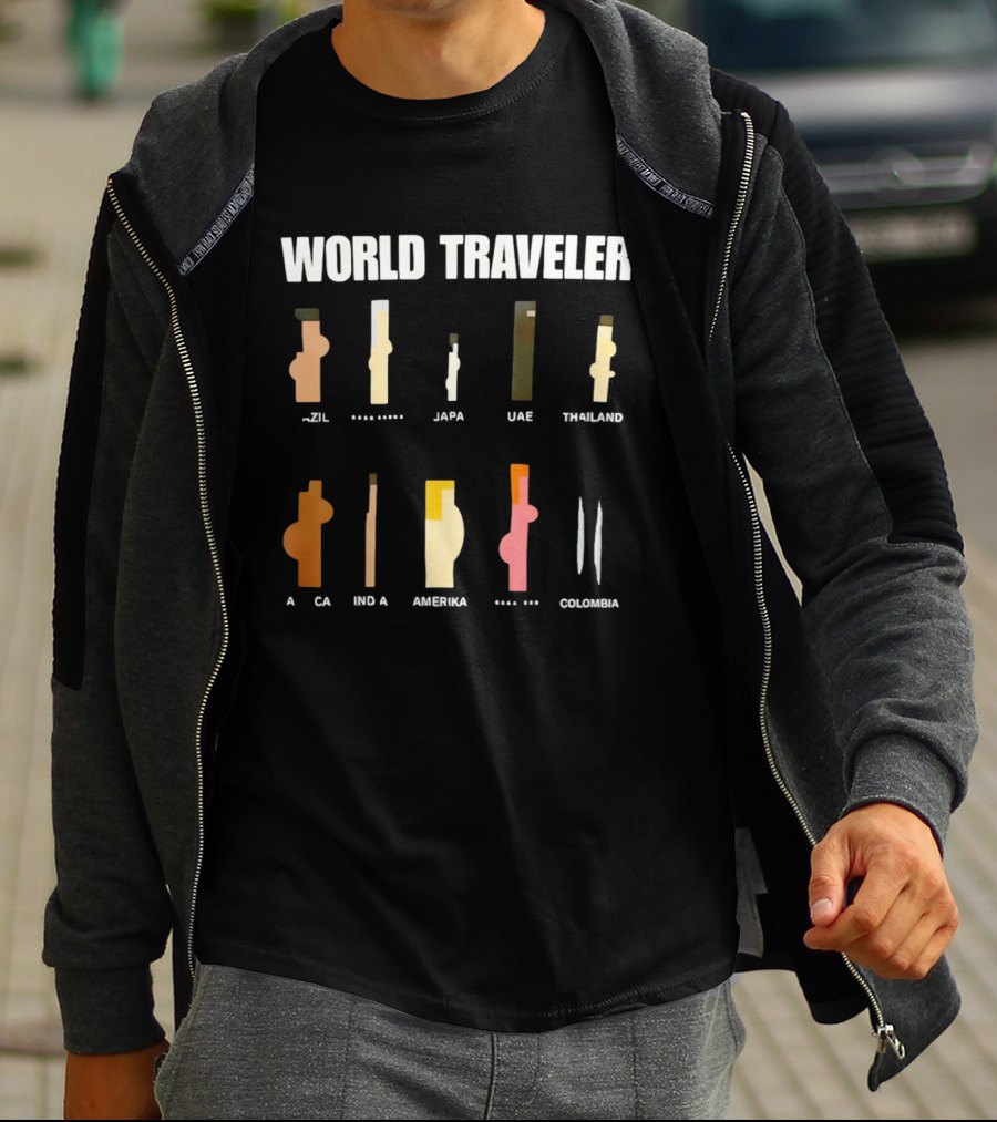 World Traveler Brazil Japan UAE Thailand Africa India America Colombia 2026 T-Shirt