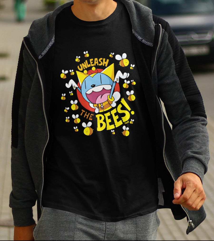 Unleash The Bees Looshkin Cartoon Character Honeycombs T-Shirt