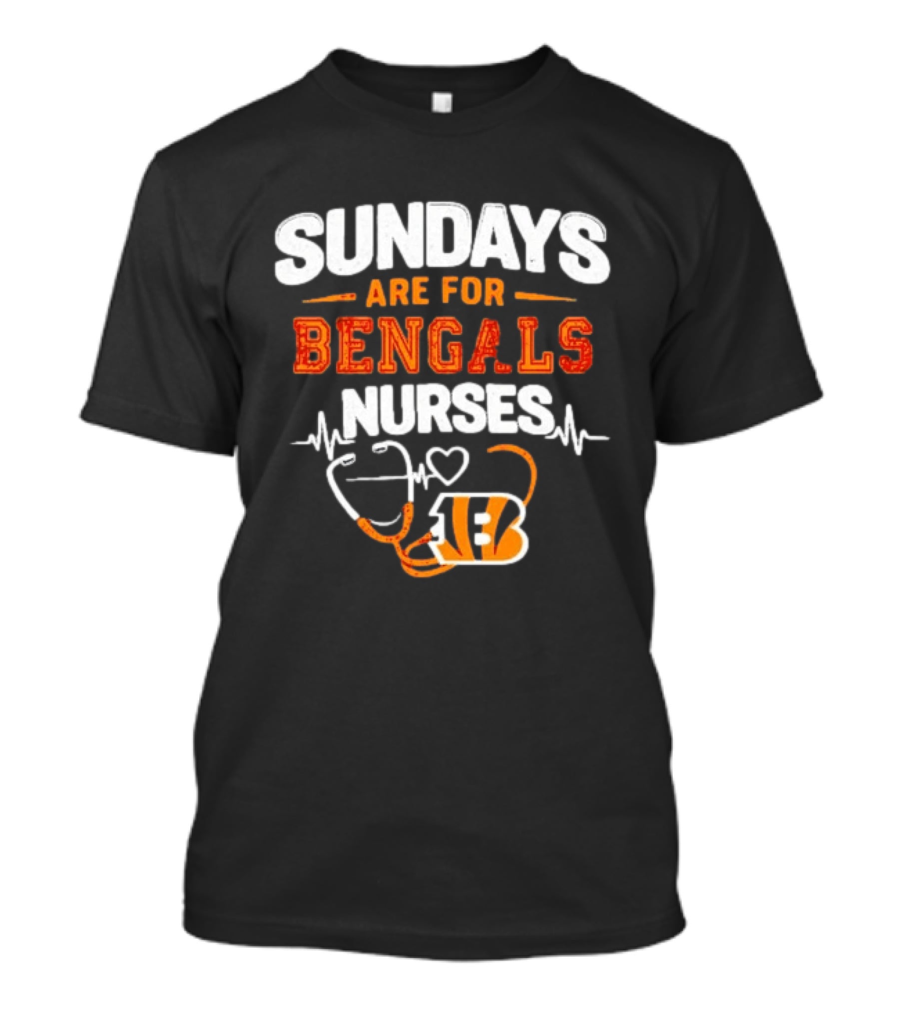 Sundays Are For Bengals Nurses Football Heartbeat Stethoscope 18 T-Shirt