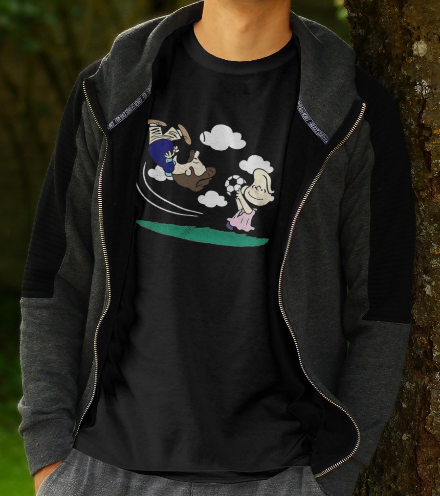Ted And Rebecca Lucy Van Pelt Lassonuts Peanuts Football Kick T-Shirt