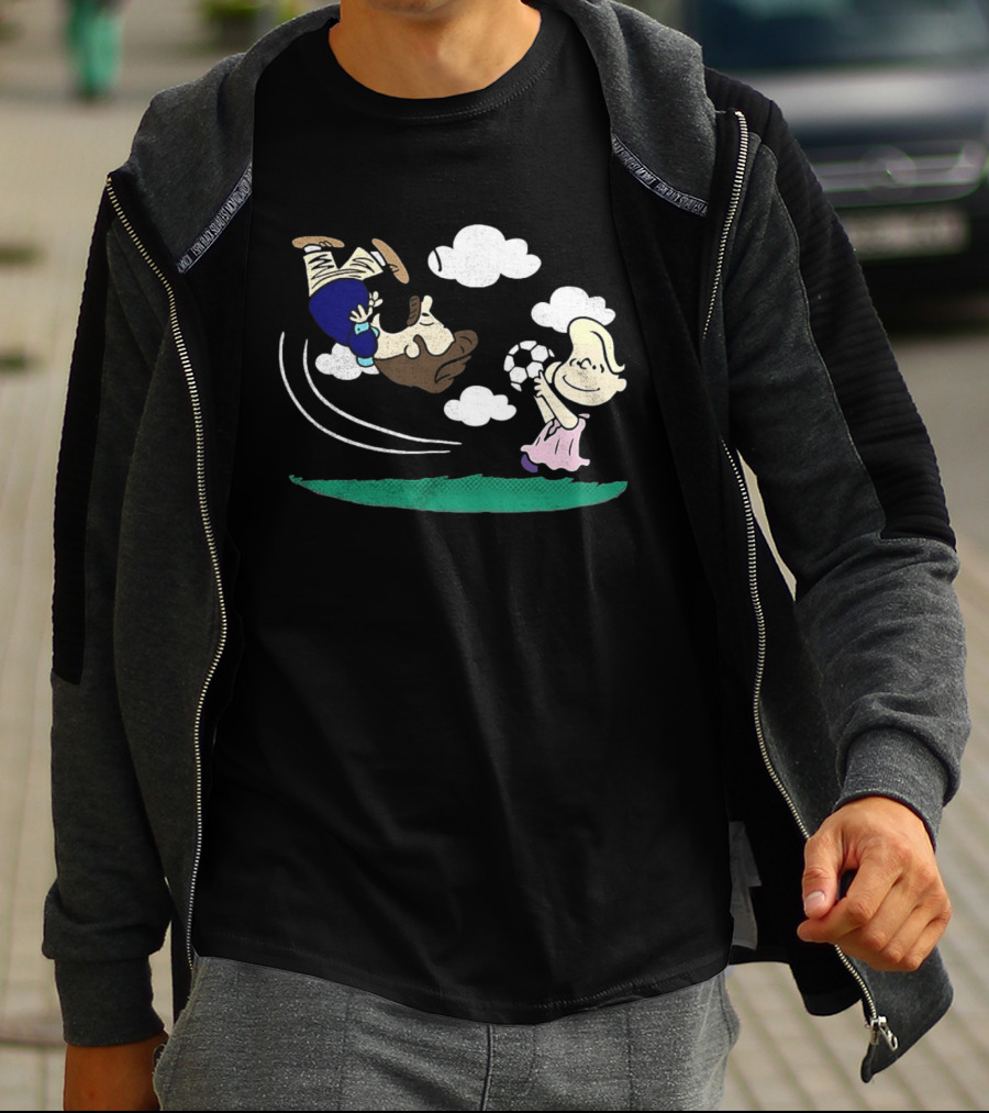 Ted And Rebecca Lucy Van Pelt Lassonuts Peanuts Football Kick T-Shirt