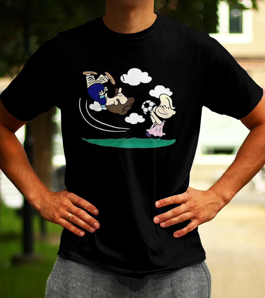 Ted And Rebecca Lucy Van Pelt Lassonuts Peanuts Football Kick T-Shirt