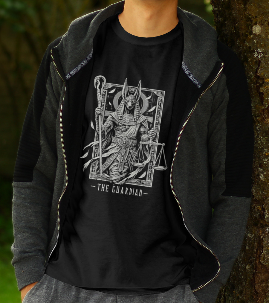 The Guardian Anubis Egyptian Mythology Symbolism With Scales And Ankh T-Shirt