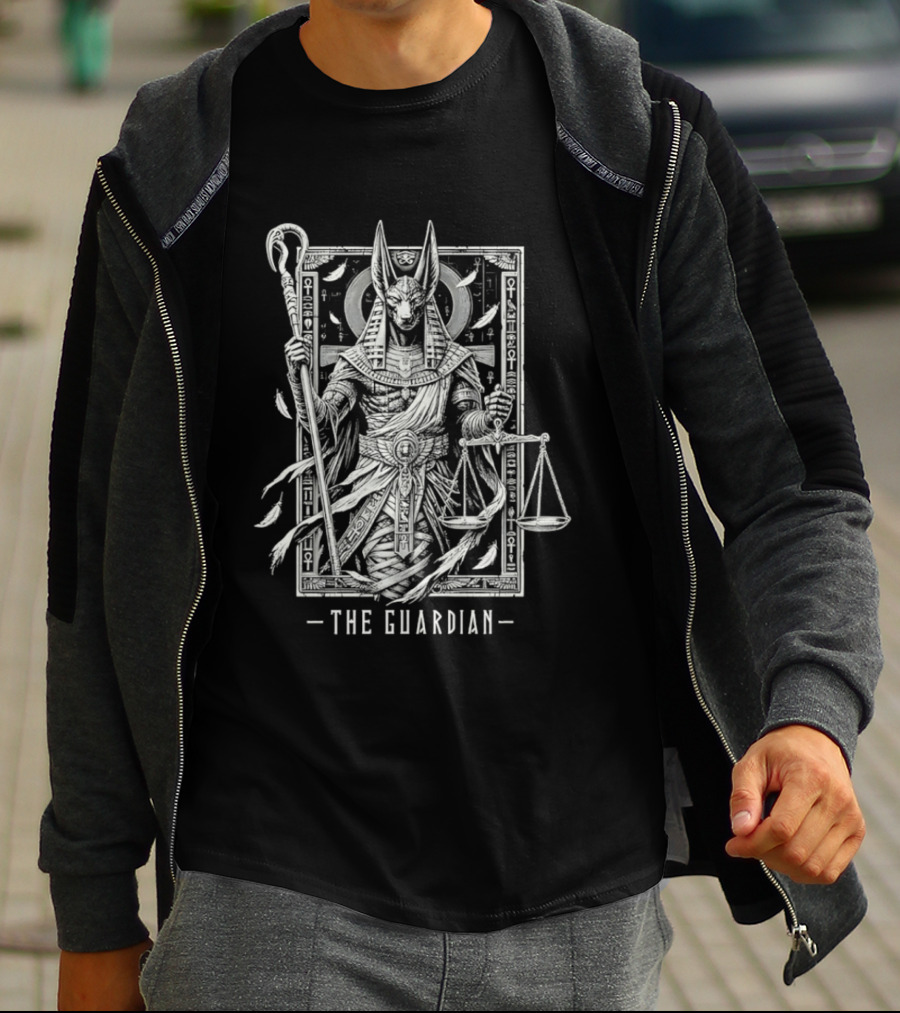 The Guardian Anubis Egyptian Mythology Symbolism With Scales And Ankh T-Shirt