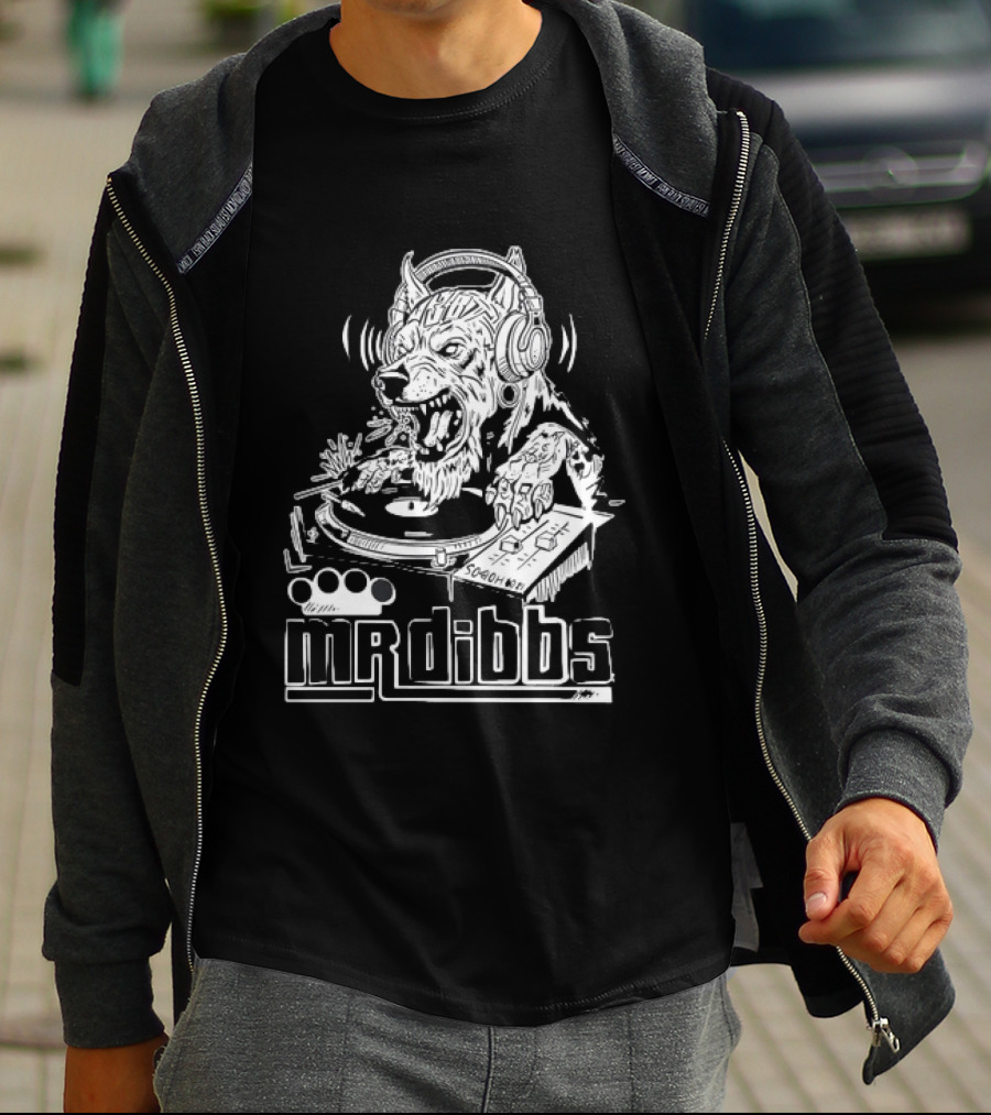Mr Dibbs Werewolf DJ Sound Wave Technics 1200 Turntable T-Shirt