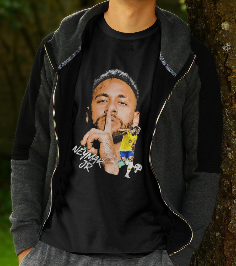 Neymar Jr Brazil National Team Shhh Soccer Collage T-Shirt