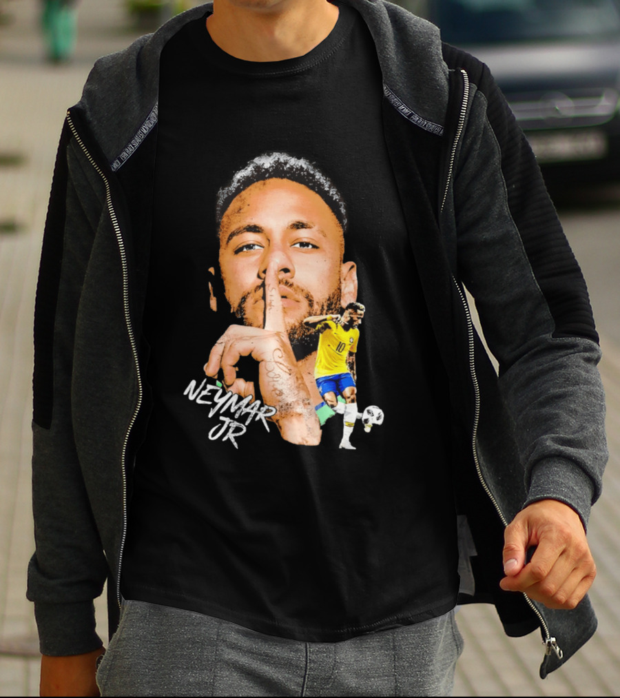 Neymar Jr Brazil National Team Shhh Soccer Collage T-Shirt
