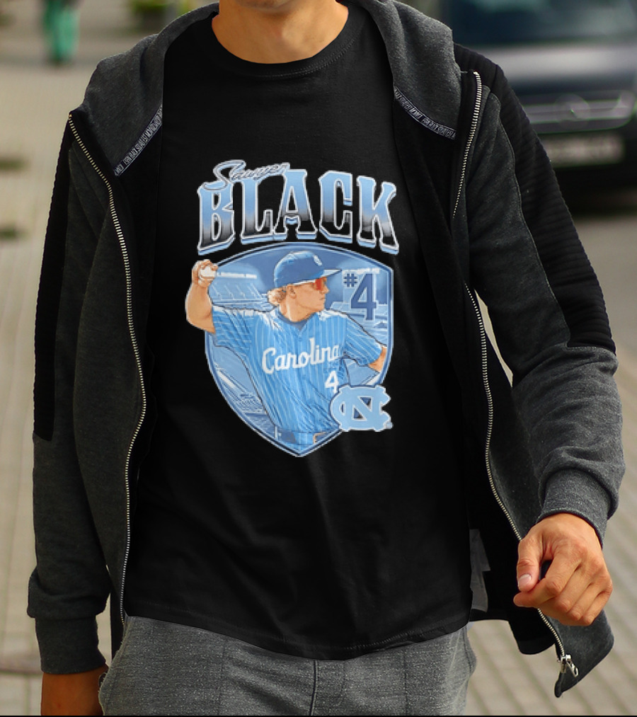 Sawyer Black Carolina Tar Heels #4 Baseball Player T-Shirt